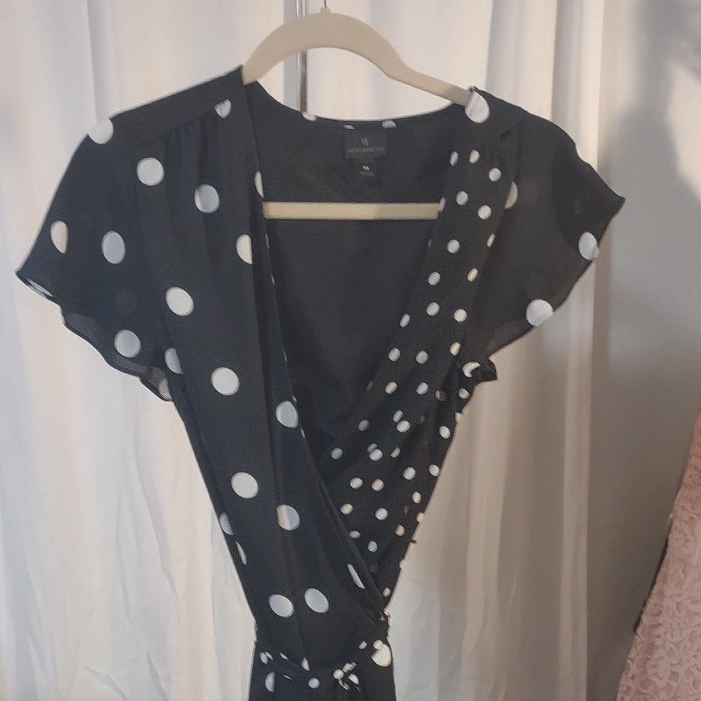 POLKA DOT WRAP DRESS, NEVER WORN